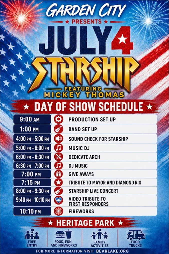 Independence Day Celebration and Starship Concert in Garden City Utah