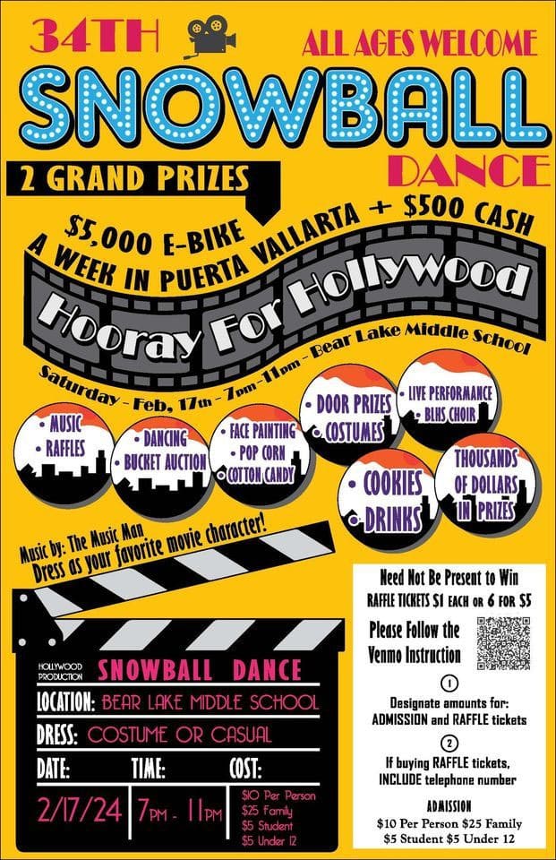 Bear Lake Snowball Dance for Bear Lake Memorial Hospital flyer