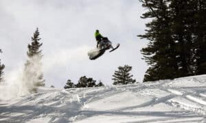 Snowmobile on Bear Lake trails in Utah and Idaho